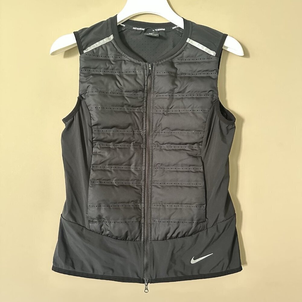 Nike Running Vest Women S Aeroloft Goose Down $190 Golf Black Lightweight Warm